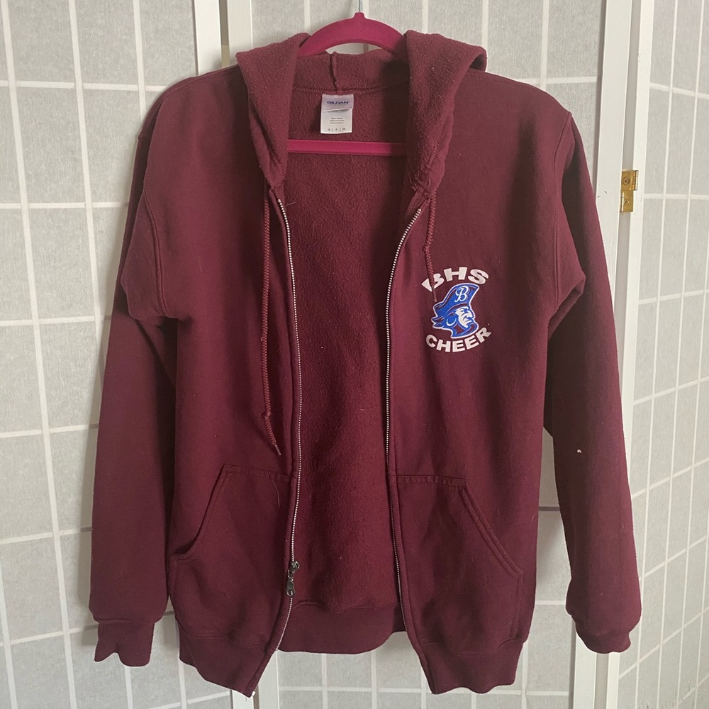 maroon zip up cheer hoodie